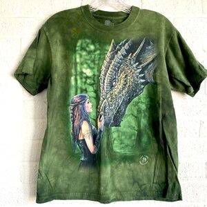 The Mountain Dragon Fairy Magical Once Upon A Time Stokes Green T-Shirt Small S